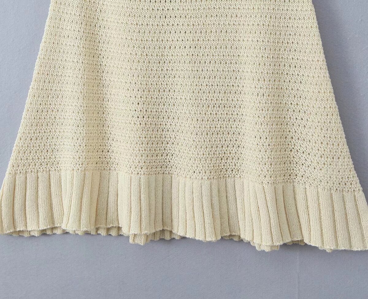 Spring Summer Backless Slim Fit Figure Flattering Sexy Cutout Knitted Sling Short Dress