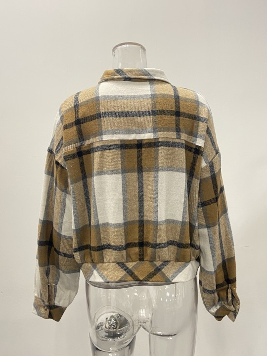 Plaid Lantern Long Sleeve Woolen Coat - Coats & Jackets - Uniqistic.com