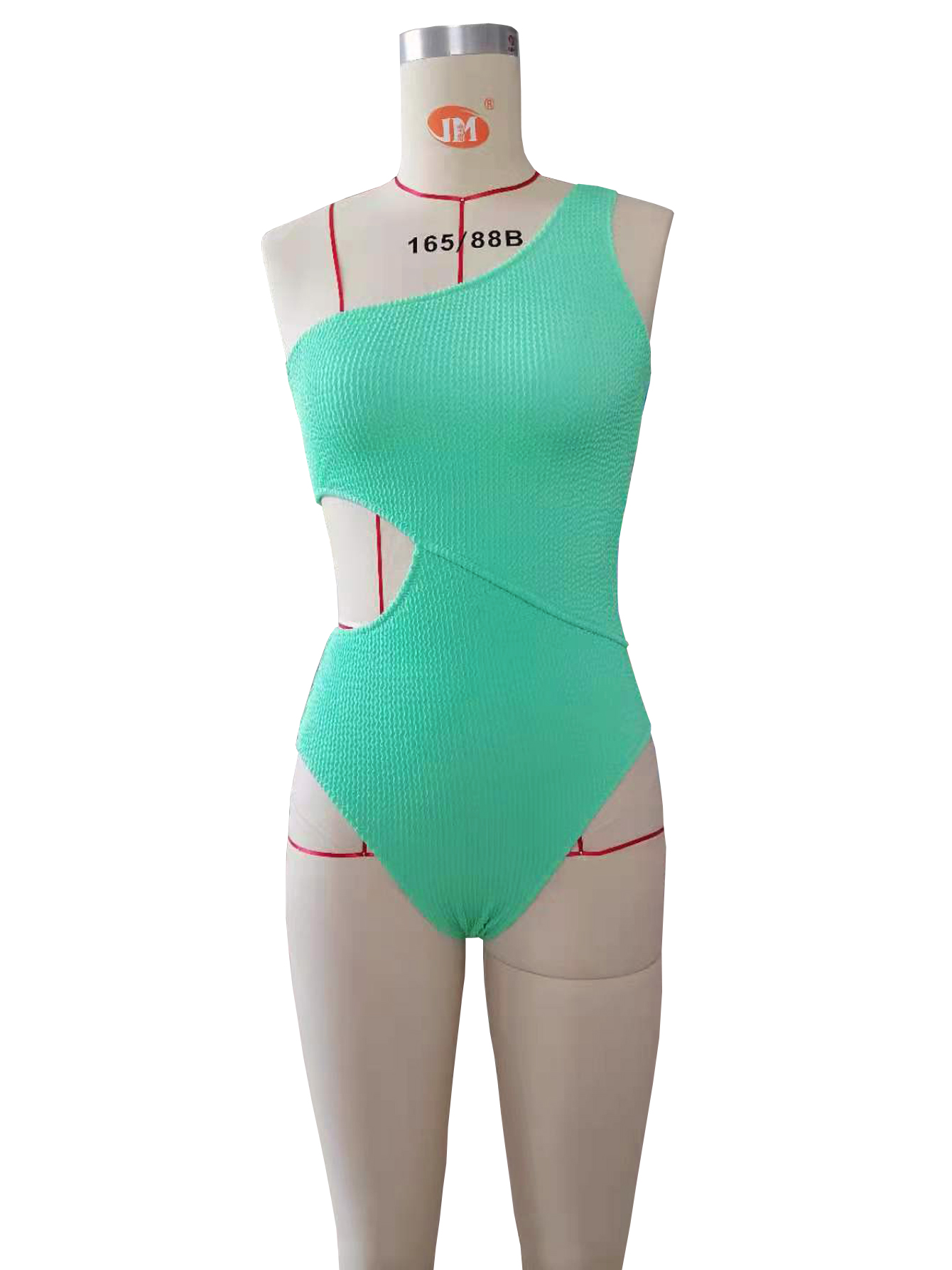 One Piece Summer Green One Shoulder Swimsuit - One Shoulder Swimsuit - Uniqistic.com