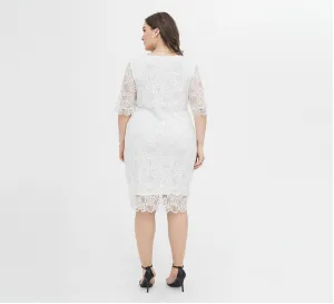 product - wholesale Spring Summer Plus Size Dress Fresh Elegant Half Sleeve Lace Dress - 4