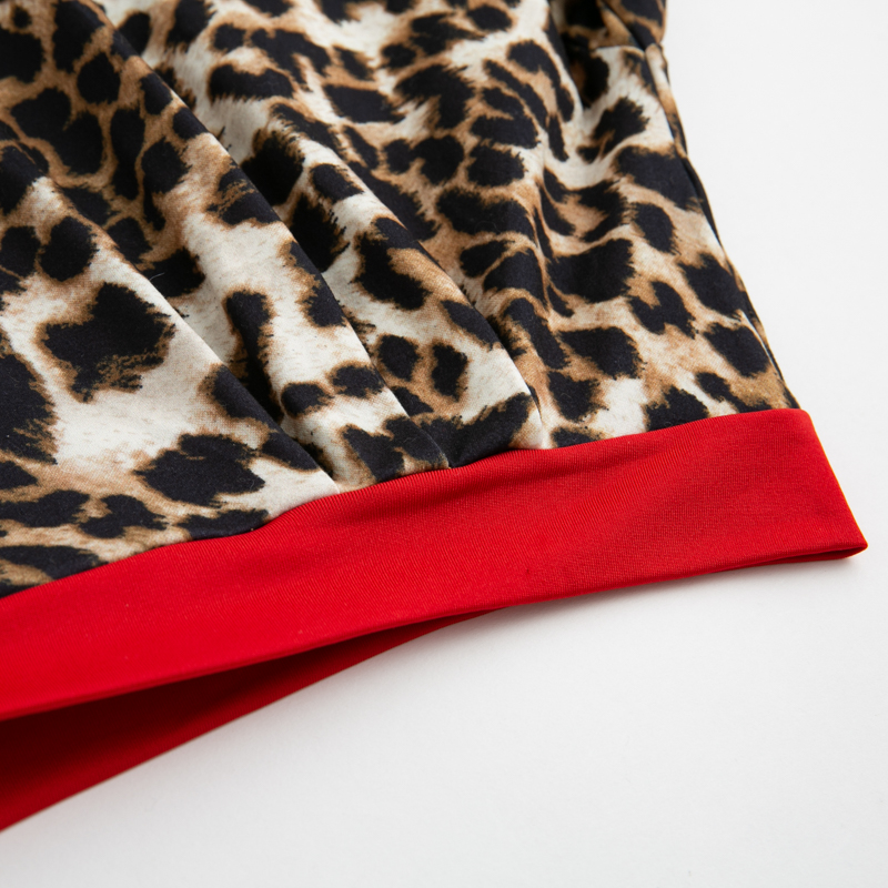 Cute Leopard Print Crew Neck Crop Tunic Top Casual Long Sweatshirt - Hoodies & Sweatshirts - Uniqistic.com