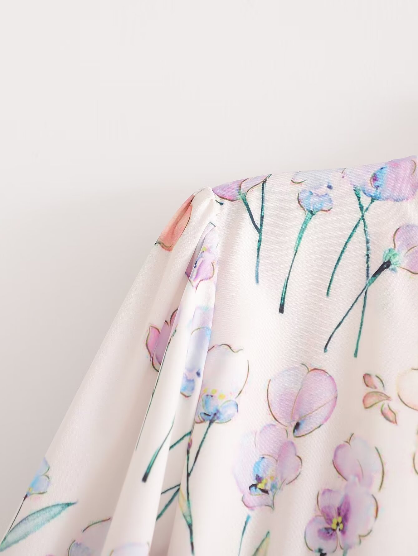 Vestido de manga larga con estampado arrugado para mujer de primavera