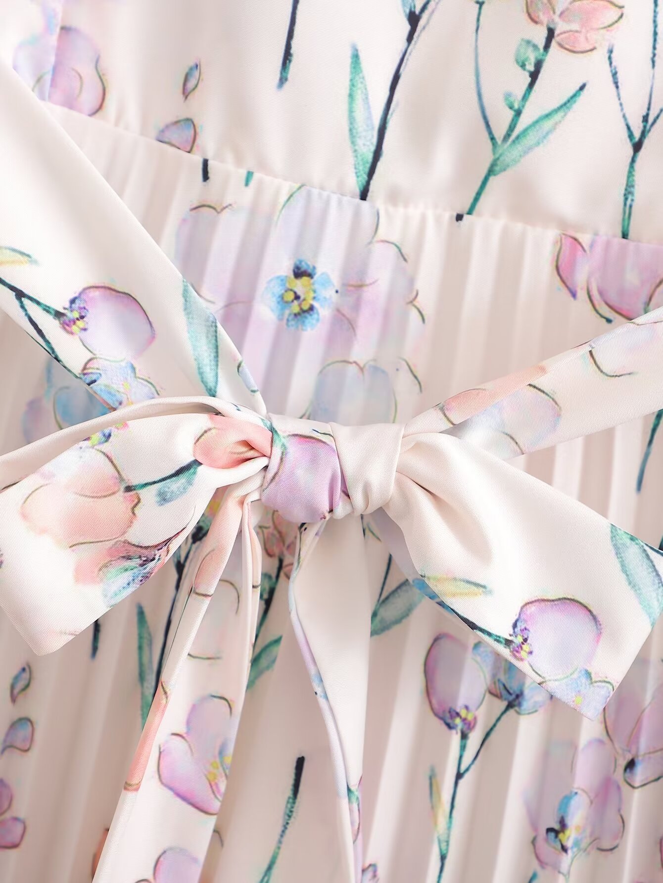 Vestido de manga larga con estampado arrugado para mujer de primavera