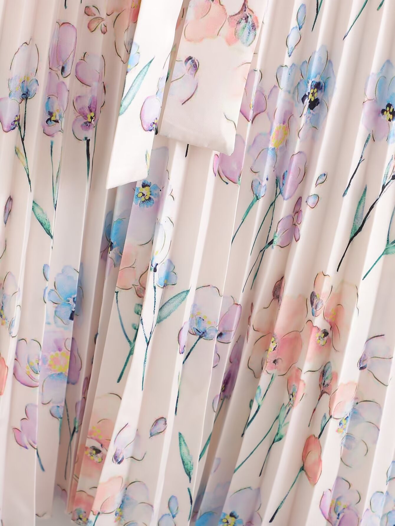Vestido de manga larga con estampado arrugado para mujer de primavera