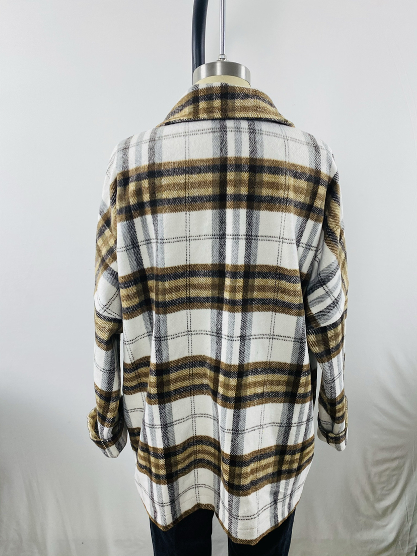 Long Sleeve Lapel Loose Woolen Plaid Coat - Coats & Jackets - Uniqistic.com