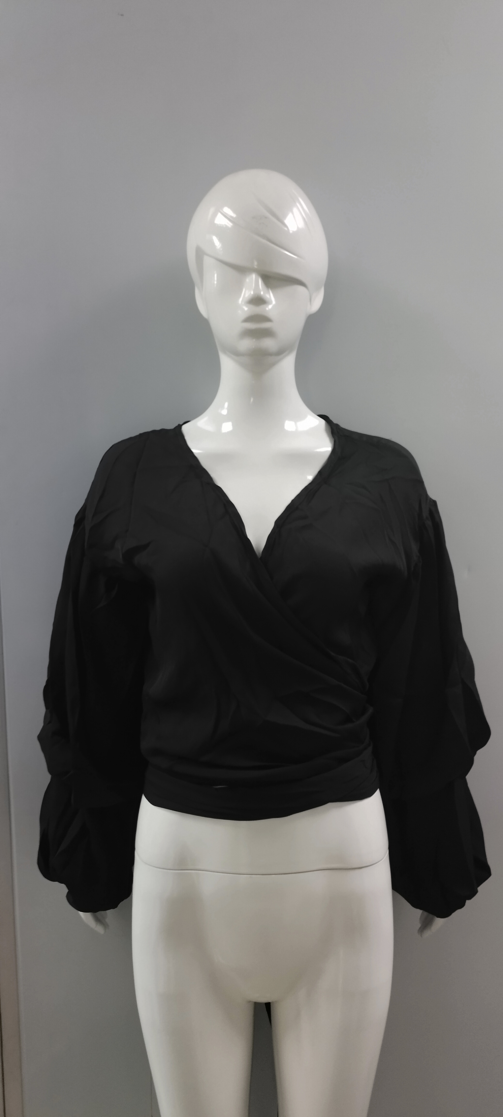 Front Rear Wearable Long Sleeve V Neck Tied Top - T-shirts & Tops - Uniqistic.com