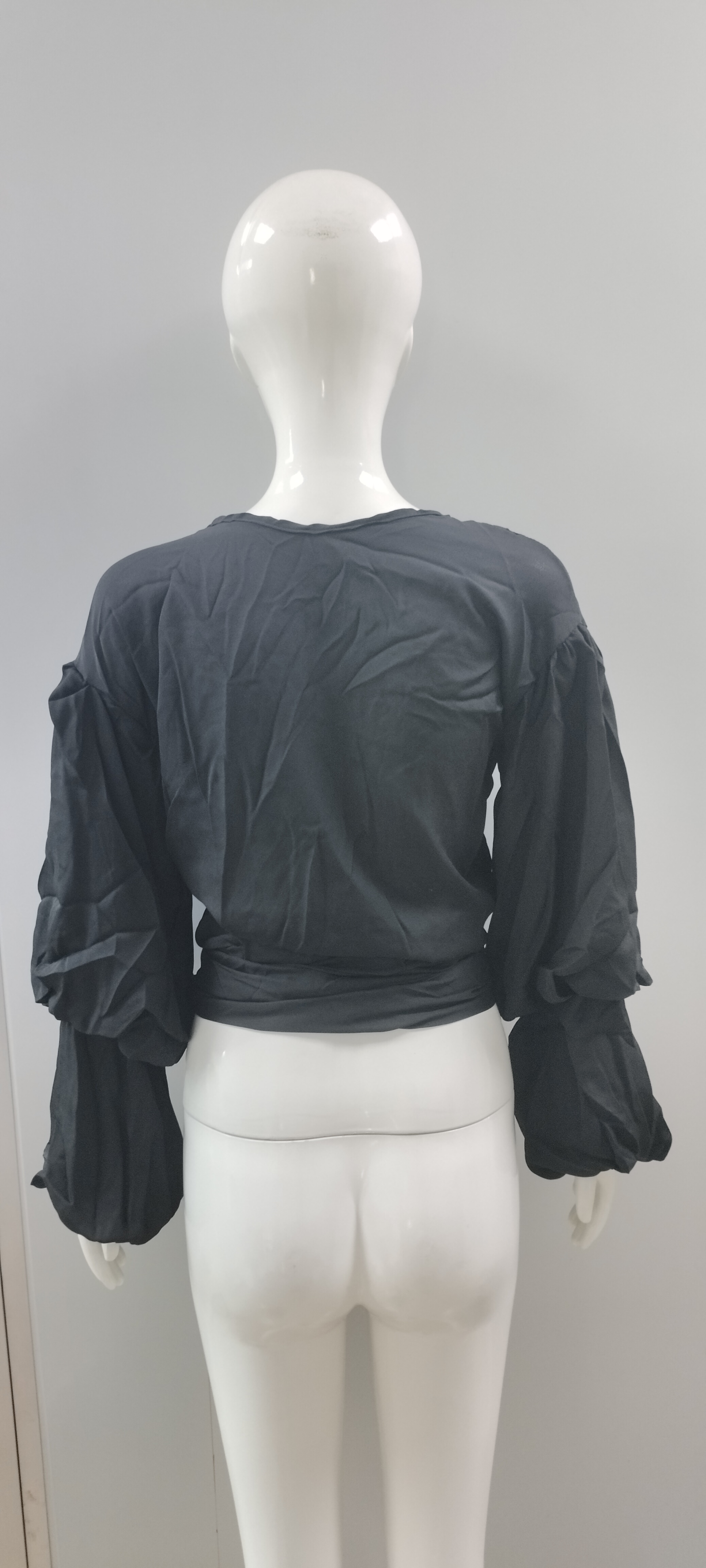 Front Rear Wearable Long Sleeve V Neck Tied Top - T-shirts & Tops - Uniqistic.com