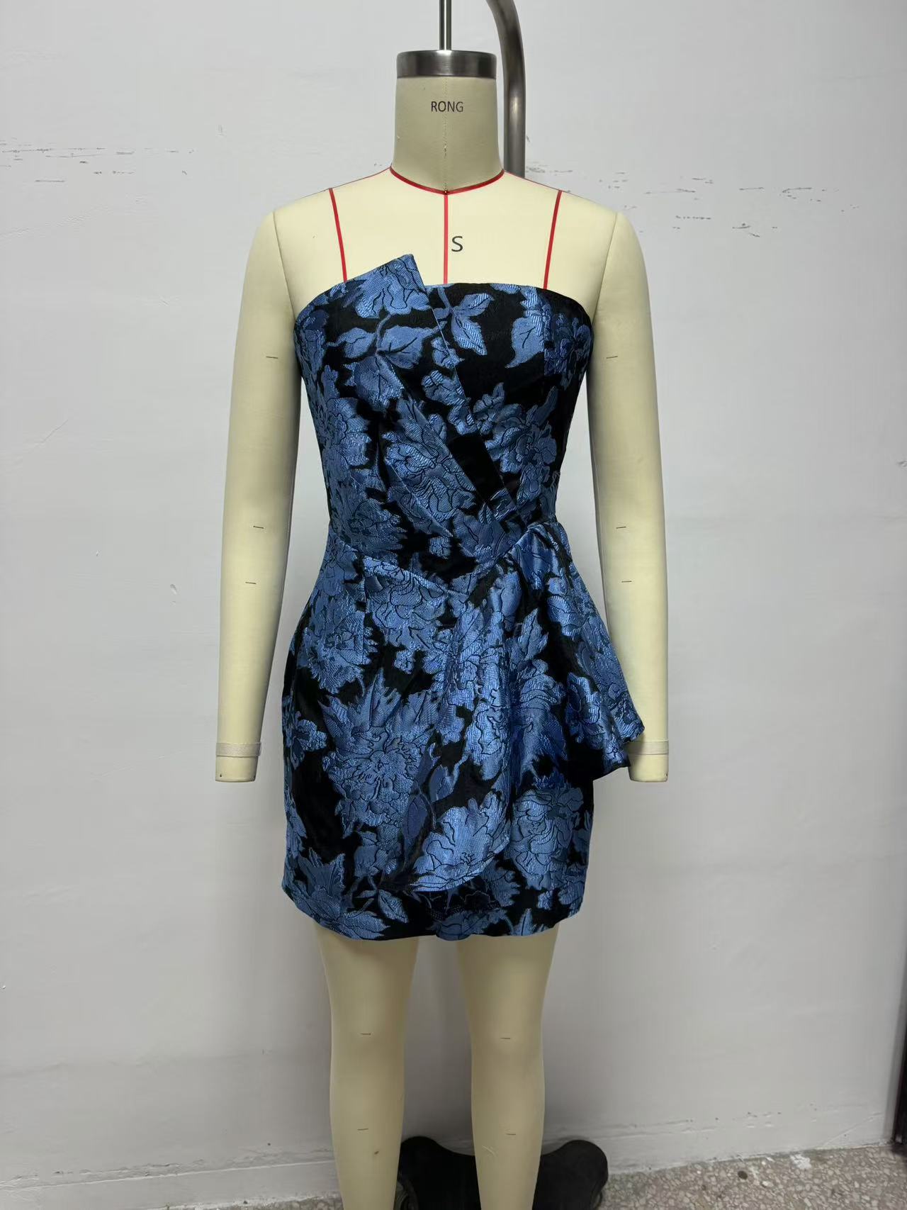 Women Clothing Jacquard Collar Design Strapless Dress