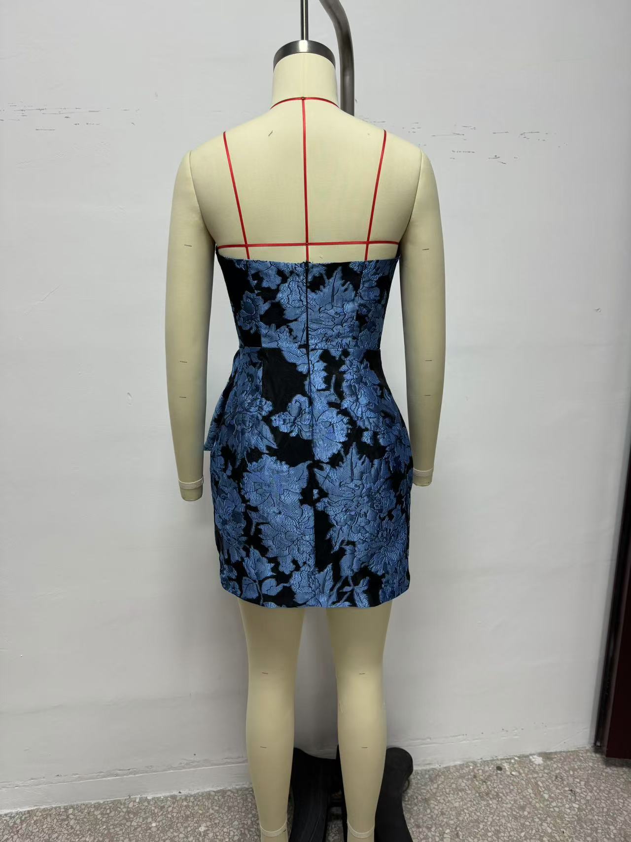 Women Clothing Jacquard Collar Design Strapless Dress