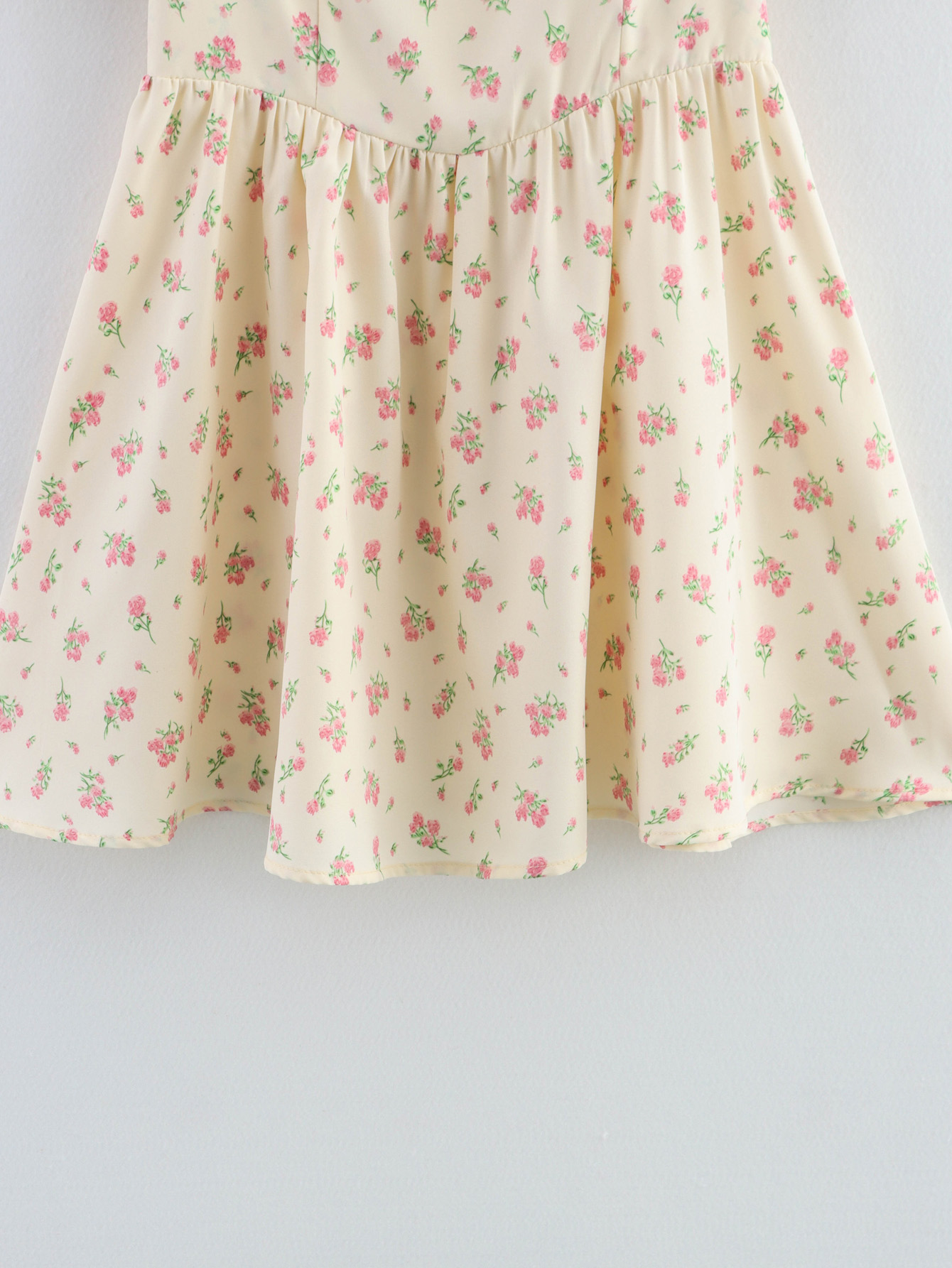 Spring Women Clothing Ruffled Short Sleeves Floral Dress