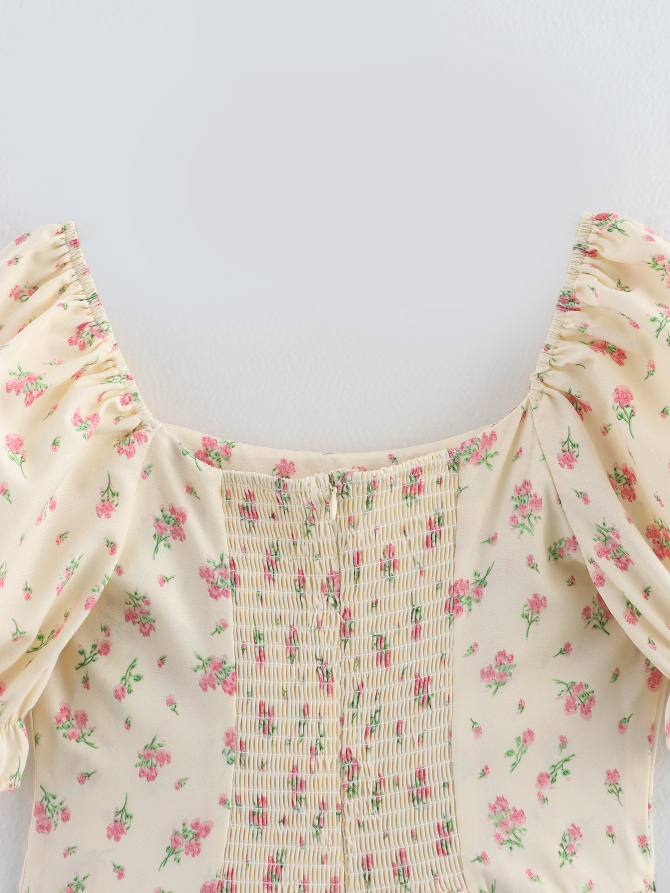 Spring Women Clothing Ruffled Short Sleeves Floral Dress