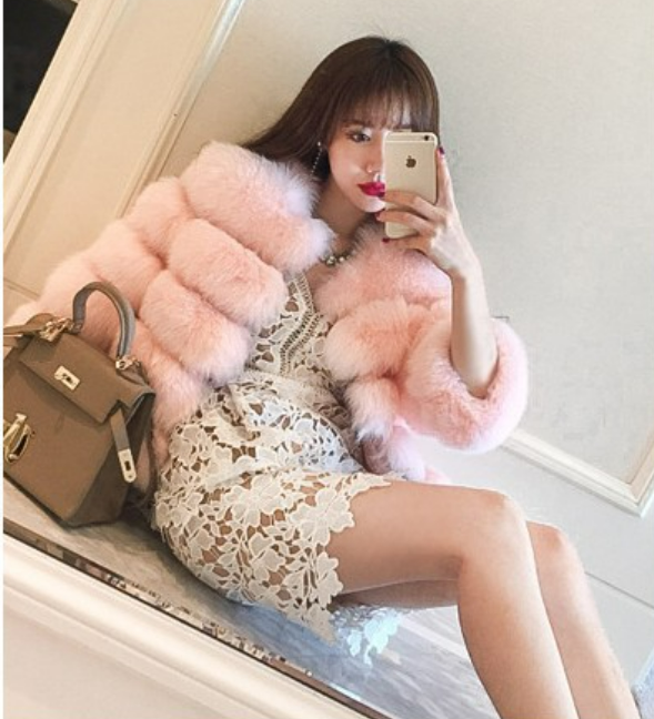 Women Clothing Imitation Fox Fur Fur Coat New Slim Short Stitching New in Fuzzy Coats
