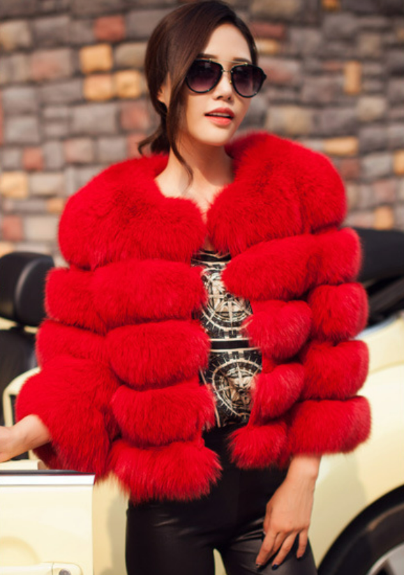 Women Clothing Imitation Fox Fur Fur Coat New Slim Short Stitching New in Fuzzy Coats