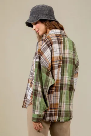 product - wholesale Autumn Winter Women Clothing Plaid Long Sleeve Color Matching Coat Thin Outerwear - 4