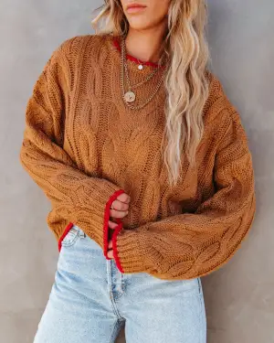 product - wholesale Autumn Winter Loose Fitting Oversized Sweater Sweater Pullover round Neck Sweater Cable Knit Sweater Women - 1