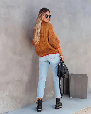 product - wholesale Autumn Winter Loose Fitting Oversized Sweater Sweater Pullover round Neck Sweater Cable Knit Sweater Women - 4