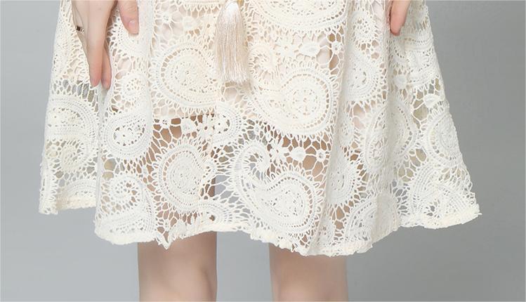 Hollow Water Soluble Lace V Neck Two Piece Crochet Lace Dress - Crochet Lace Dress - Uniqistic.com
