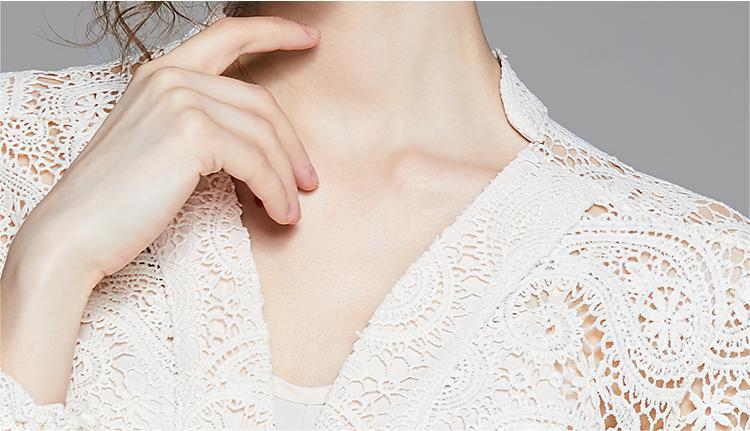 Hollow Water Soluble Lace Temperament Slim Crochet Lace Dress - Crochet Lace Dress - Uniqistic.com