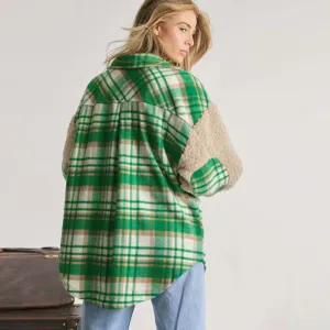 product - wholesale Popular Contrast Color Check Jacket Autumn Winter Thickening Plaid Stitching Lamb Wool Coat - 7