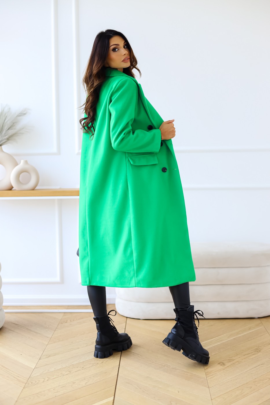 Trench Coat Outfit | Green Aesthetic, Blue Aesthetic Vibrant Colors Tr ...