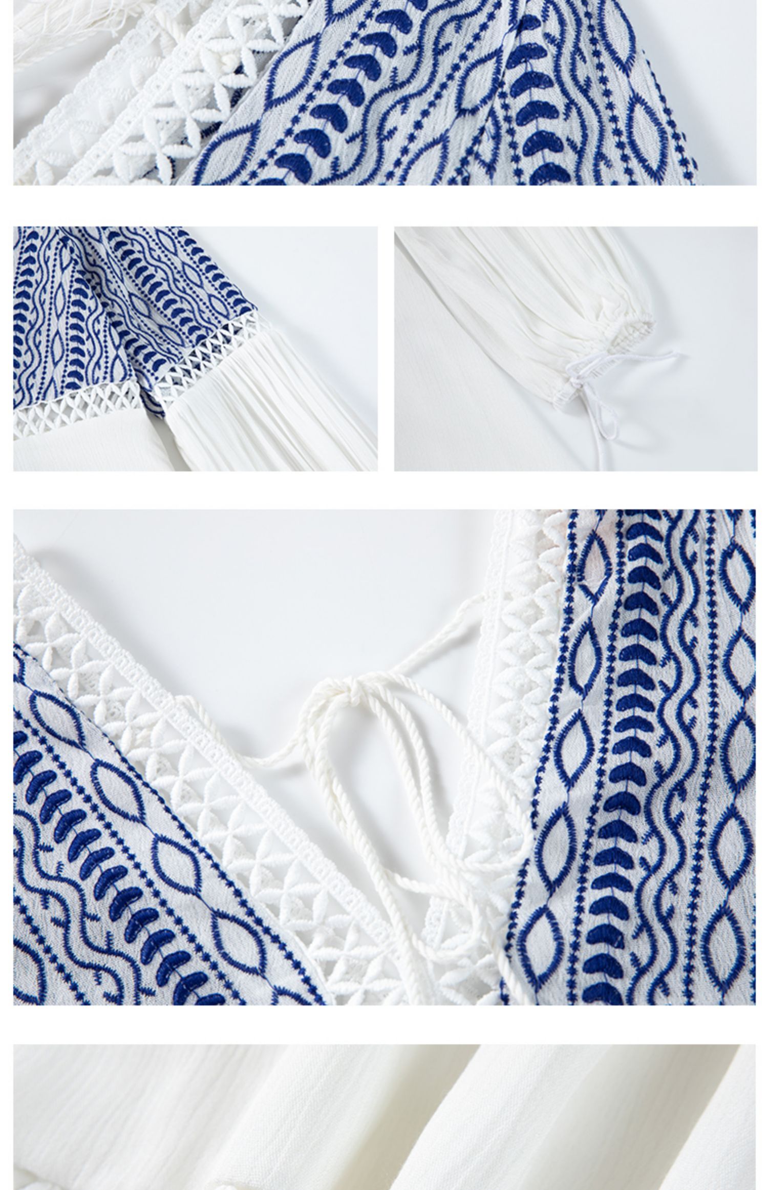 Long Folk Holiday Embroidered Big Bohemian White Beach Dress - Bohemian White Beach Dress - Uniqistic.com