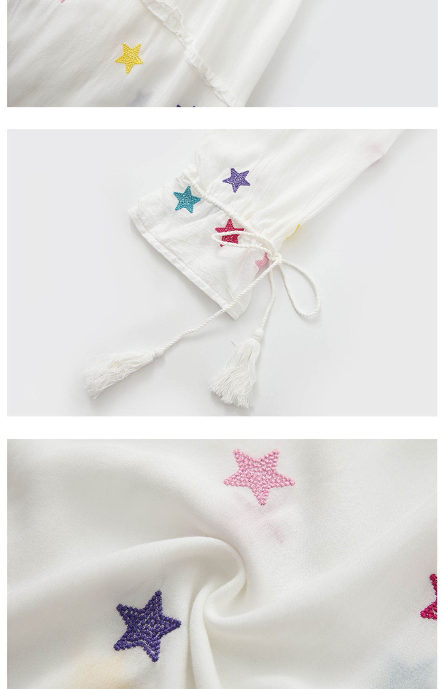 Bohemian Vacation Style Star Embroidered Seaside Vacation Tiered Dress - Dresses - Uniqistic.com