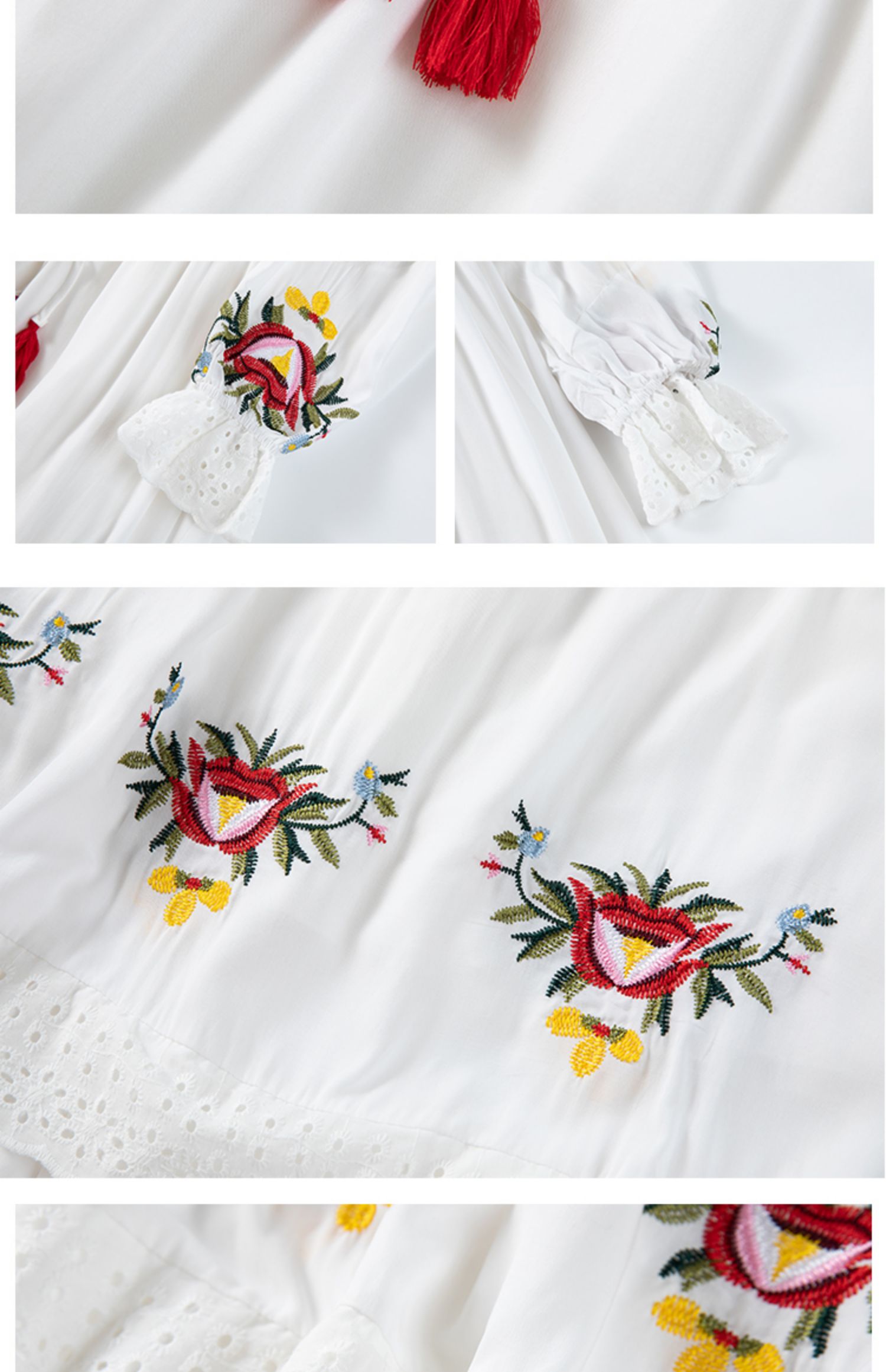 Bohemian Vacation Elegant Embroidered Goddess Tracing Tiered Dress - Dresses - Uniqistic.com
