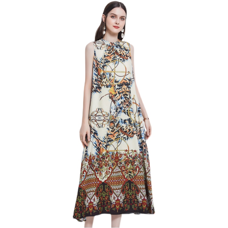 Elegant Sleeveless Floral Belted A Line Max Dress - Exquisite Summer Fashion - Ootddress