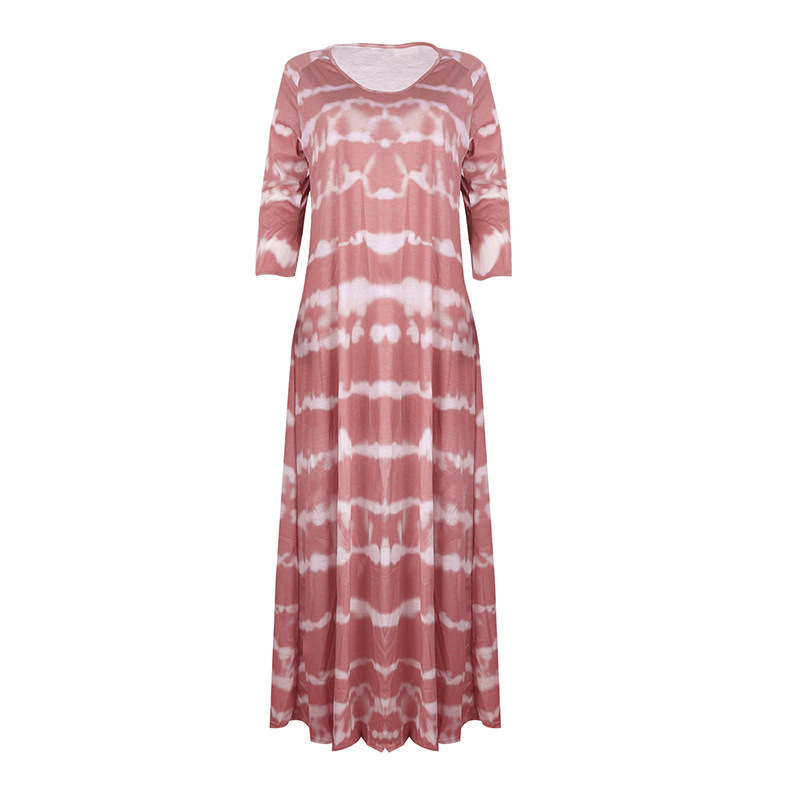 Summer New Women Loose Striped V Neck Pullover Printed Dress Long Dress 5 Summer New Women Loose Striped V Neck Pullover Printed Dress Long Dress