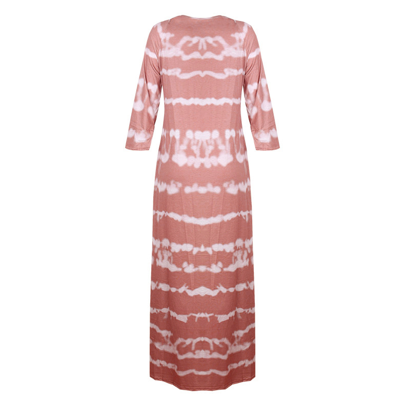 Summer New Women Loose Striped V Neck Pullover Printed Dress Long Dress 6 Summer New Women Loose Striped V Neck Pullover Printed Dress Long Dress
