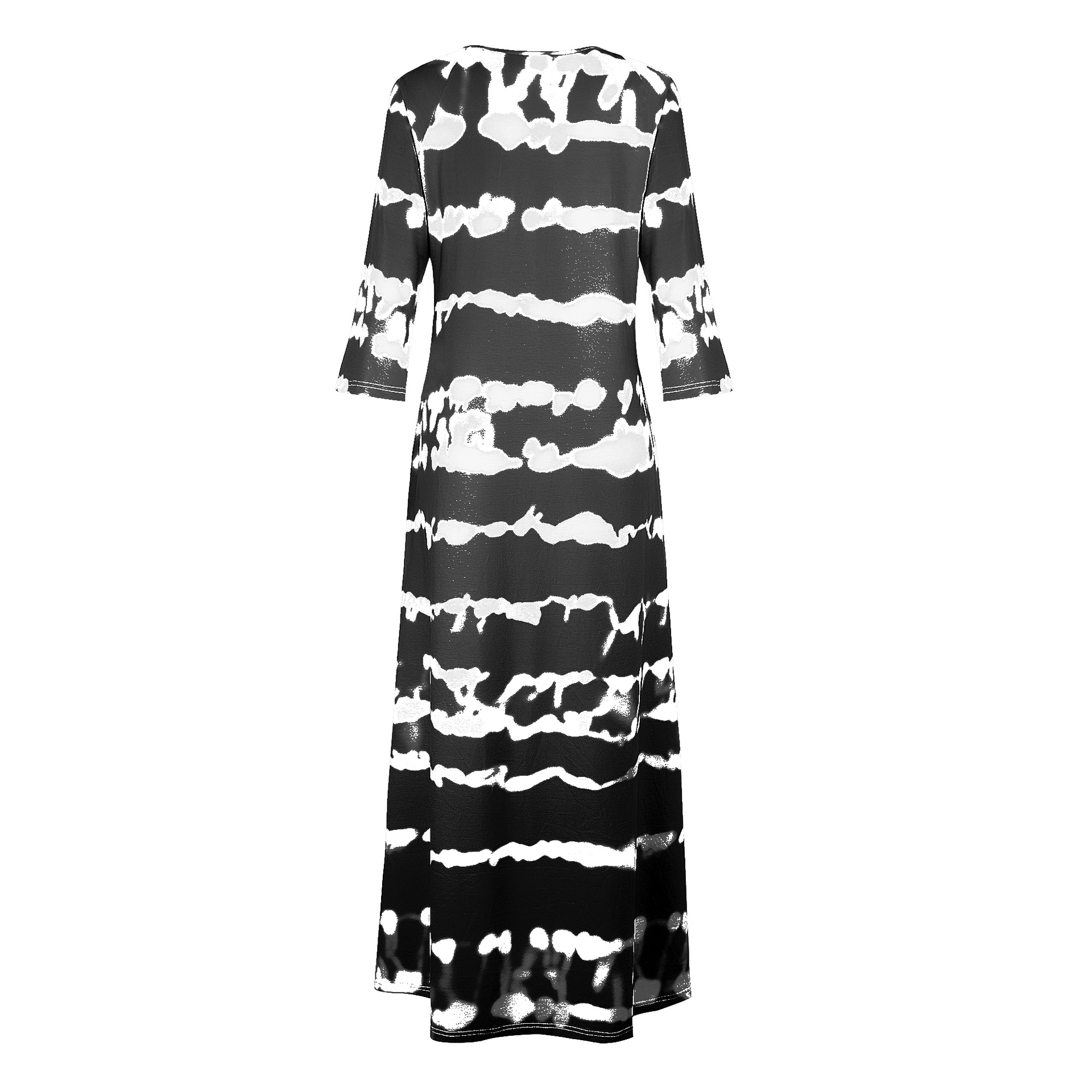 Summer New Women Loose Striped V Neck Pullover Printed Dress Long Dress 8 Summer New Women Loose Striped V Neck Pullover Printed Dress Long Dress