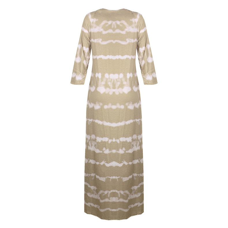 Summer New Women Loose Striped V Neck Pullover Printed Dress Long Dress 17 Summer New Women Loose Striped V Neck Pullover Printed Dress Long Dress