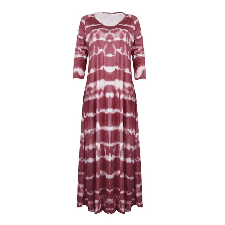 Summer New Women Loose Striped V Neck Pullover Printed Dress Long Dress 18 Summer New Women Loose Striped V Neck Pullover Printed Dress Long Dress