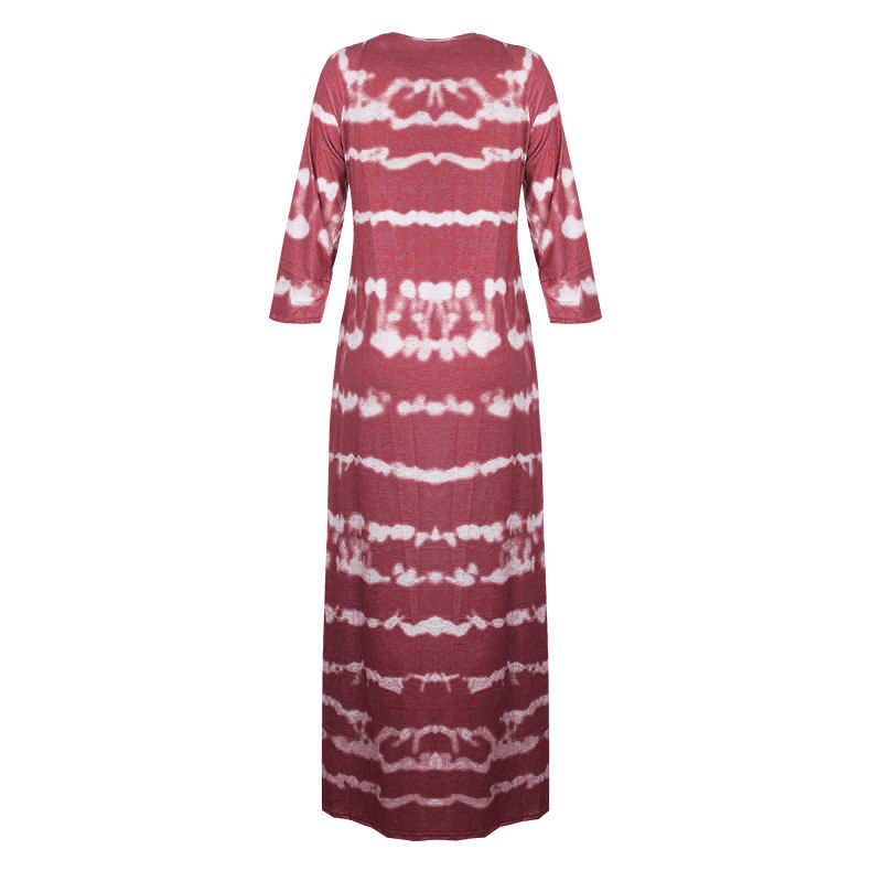 Summer New Women Loose Striped V Neck Pullover Printed Dress Long Dress 19 Summer New Women Loose Striped V Neck Pullover Printed Dress Long Dress