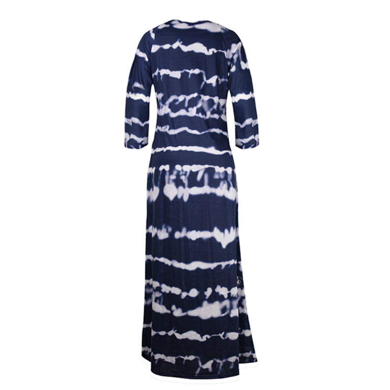 Summer New Women Loose Striped V Neck Pullover Printed Dress Long Dress 21 Summer New Women Loose Striped V Neck Pullover Printed Dress Long Dress