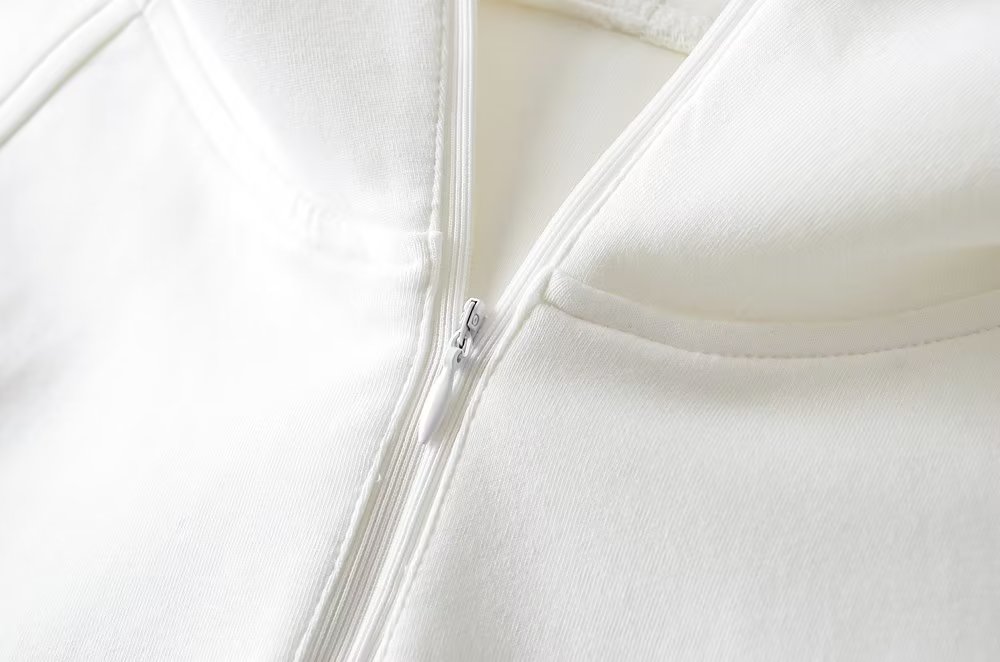 Hooded Half Zipper Curved Short Sweatshirt - Hoodies & Sweatshirts - Uniqistic.com