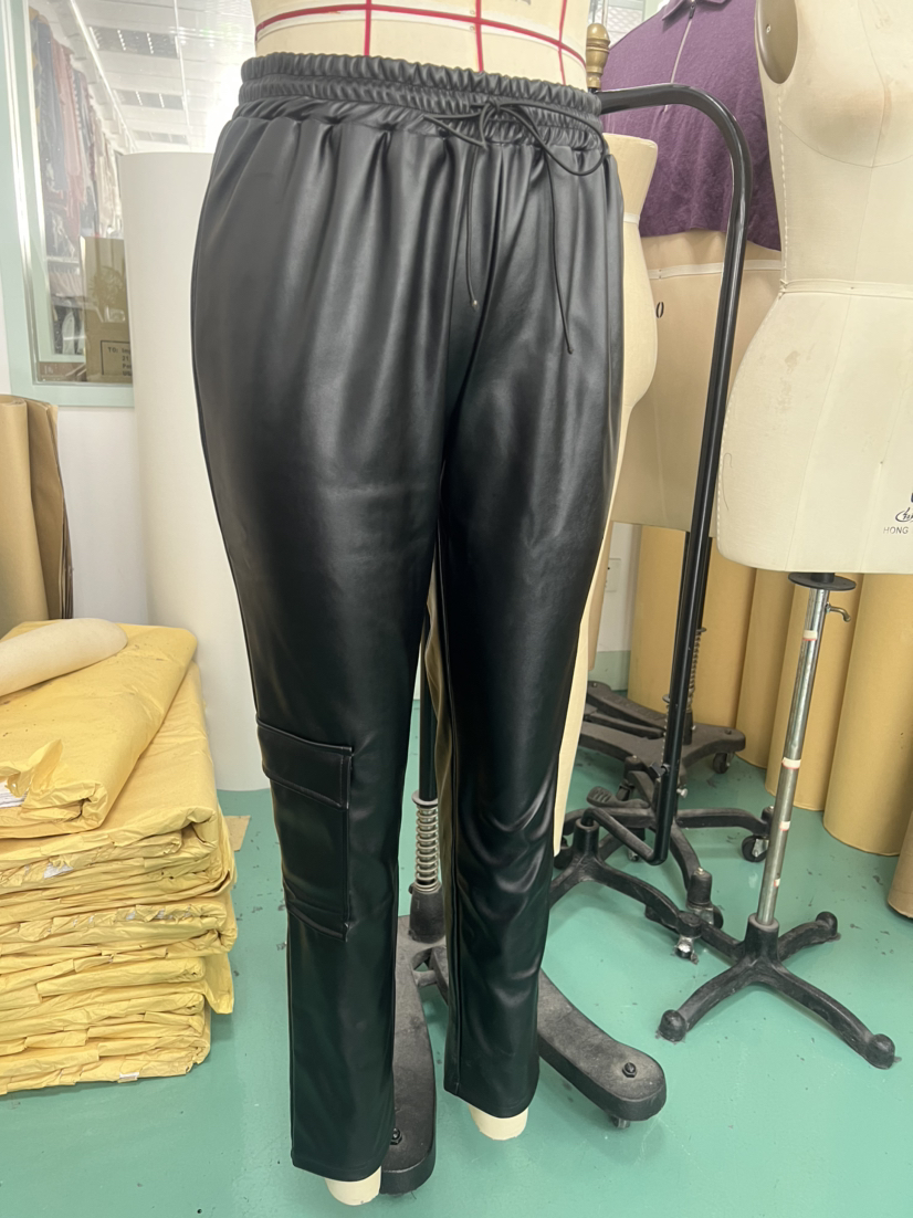 Black Faux Leather Cargo Pants, Pleather pants - Luxiaa Clothing | Faux Leather Pants Women