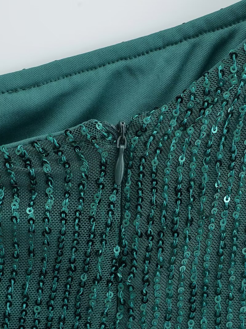Sequined Diagonal Collar Cami Dress - Dresses - Uniqistic.com