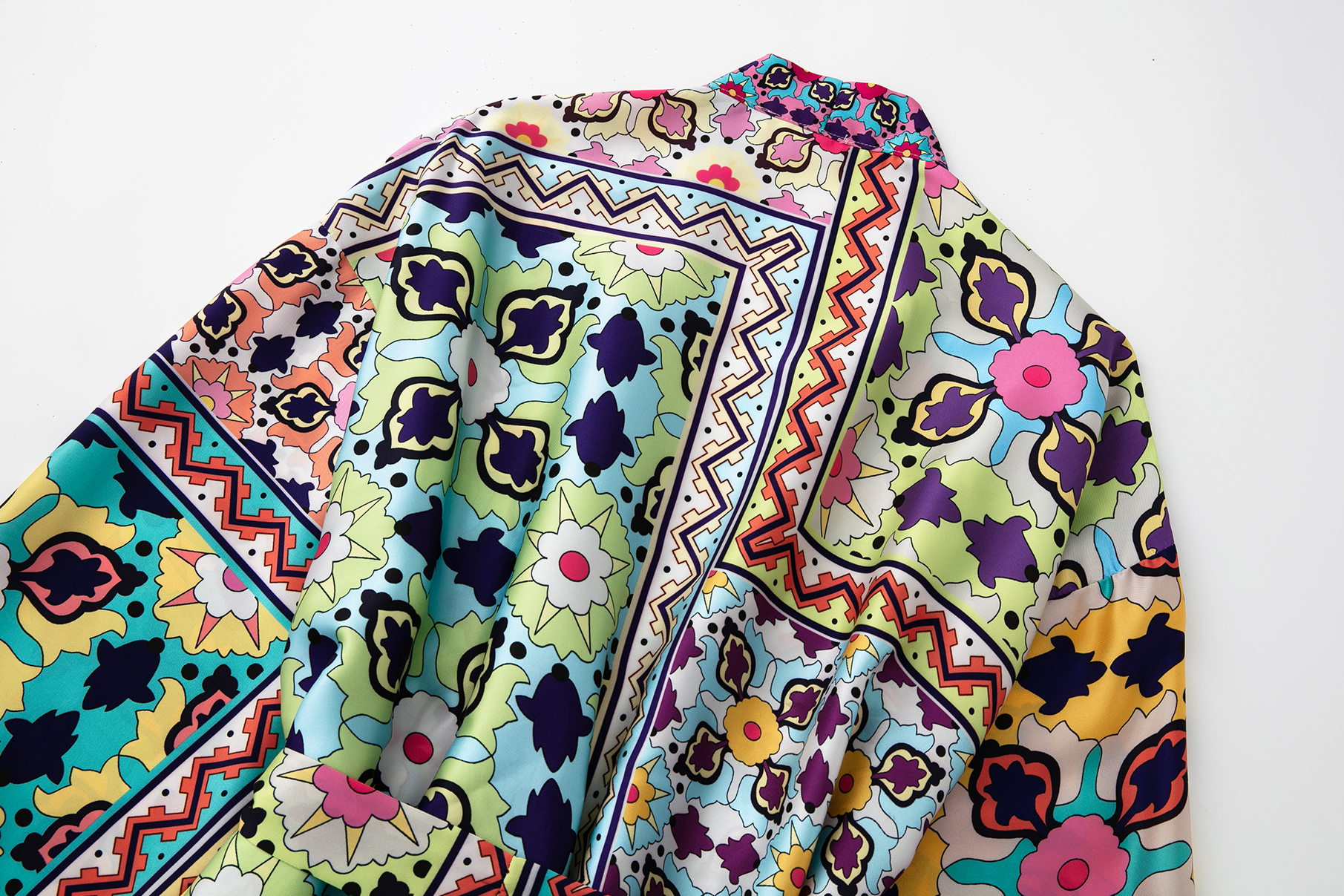 Summer Casual Women Clothing Printed with Belt Printed Kimono Dress