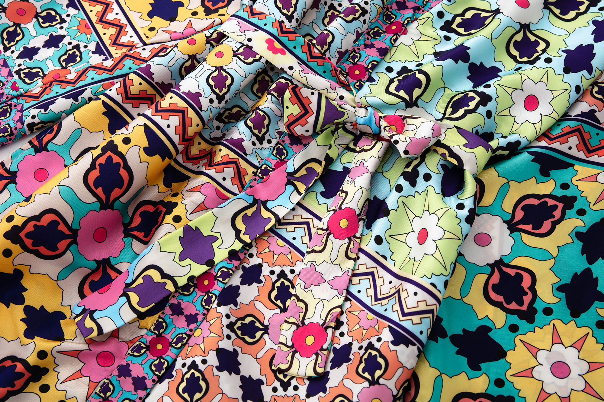 Summer Casual Women Clothing Printed with Belt Printed Kimono Dress