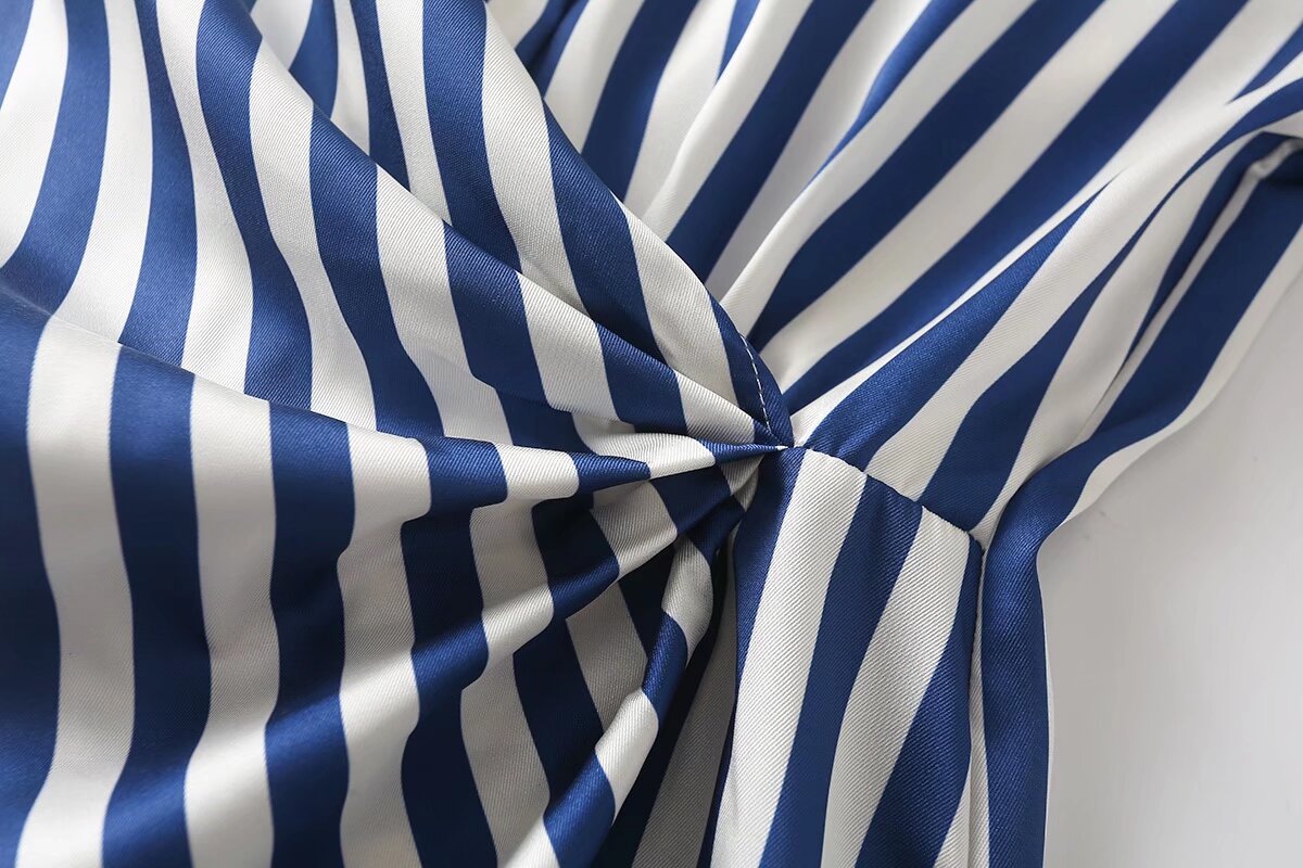 Spring Women Long Sleeve Striped Long Shirt Slim Dress
