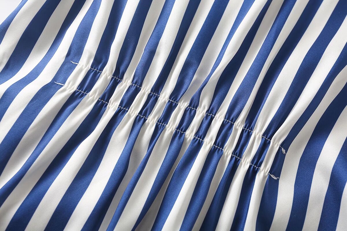 Spring Women Long Sleeve Striped Long Shirt Slim Dress