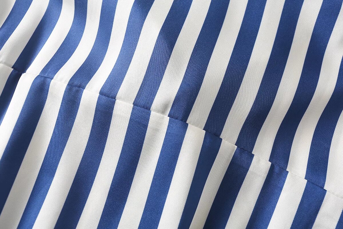 Spring Women Long Sleeve Striped Long Shirt Slim Dress