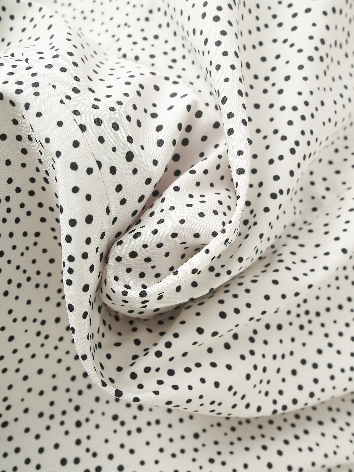 Women Clothing Spring Summer Polka Dot Belt Metal Buckle Lace-up round Neck Long Sleeve Top