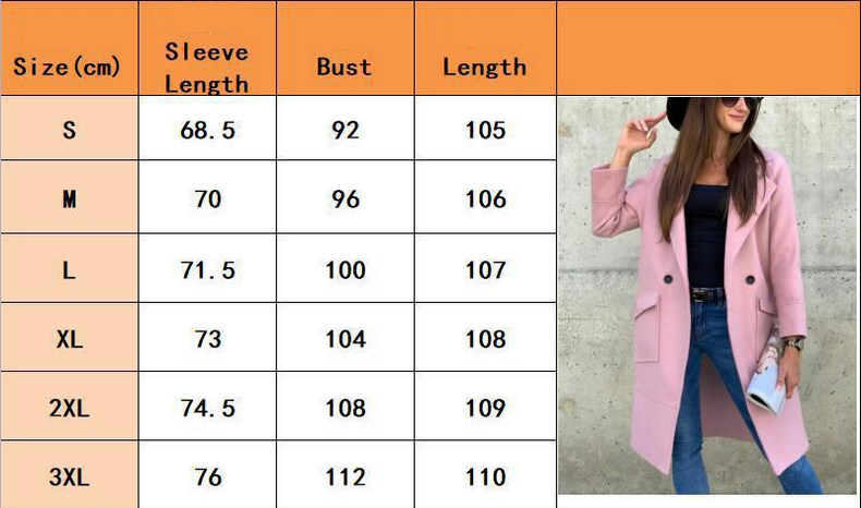 Solid Color Long Sleeve Collar Button Pocket Woolen Coat in Coats & Jackets