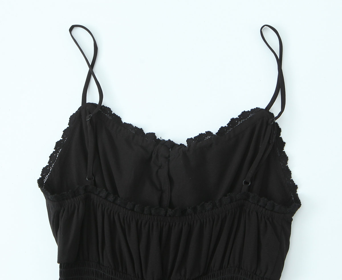 Spring Vintage Sexy Elastic Waisted Slimming Lace Fairy Spaghetti Strap Dress