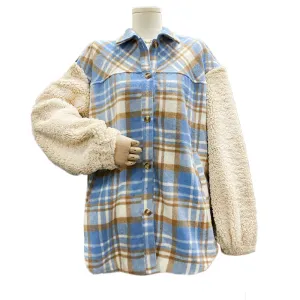 product - wholesale Popular Contrast Color Check Jacket Autumn Winter Thickening Plaid Stitching Lamb Wool Coat - 10