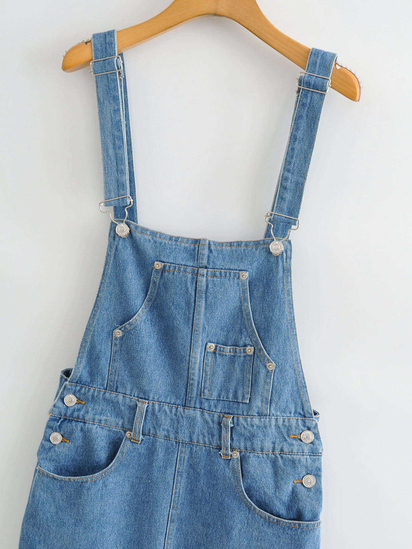 Spring Summer Casual Slit Hemline at Hem Denim Suspender Women
