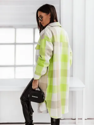 product - wholesale Autumn Winter Long Sleeve Color Plaid Brushed Woolen Long Coat for Women - 15