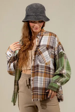 product - wholesale Autumn Winter Women Clothing Plaid Long Sleeve Color Matching Coat Thin Outerwear - 8